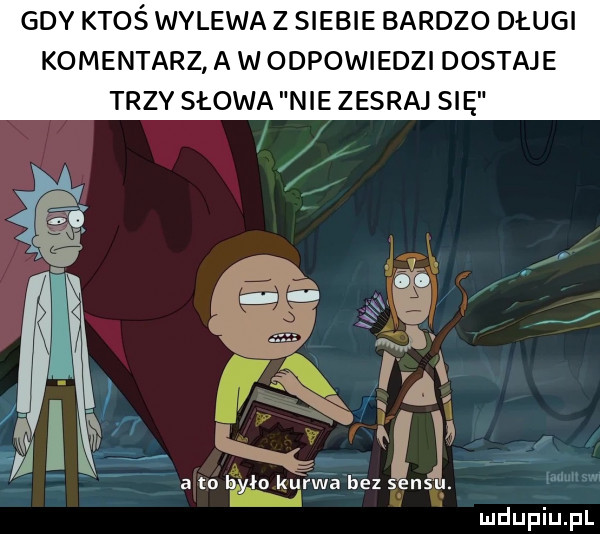 gdy ktoś wylewa z siebie bardzo dlugi komentarz a w odpowiedzi dostaje trzy słowa nie zesraj się mev v n