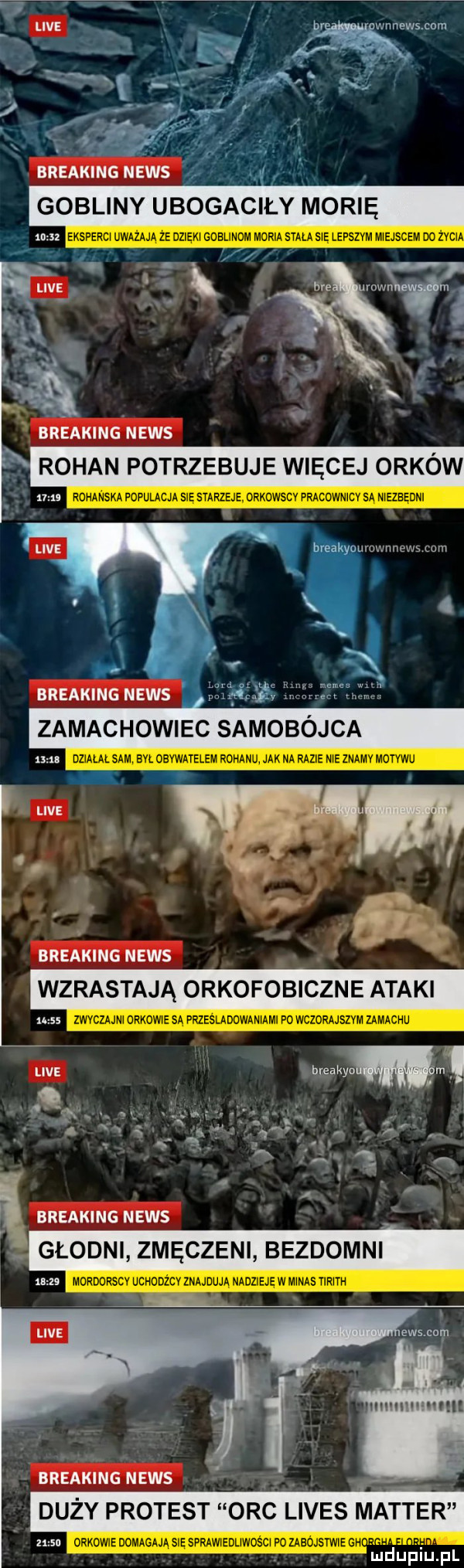 nag um wm breaking news wzrastają orkofobiczne ataki    i breaking news. głodni zmęczeni bezdomni nas breaking news duży protest orc limes master