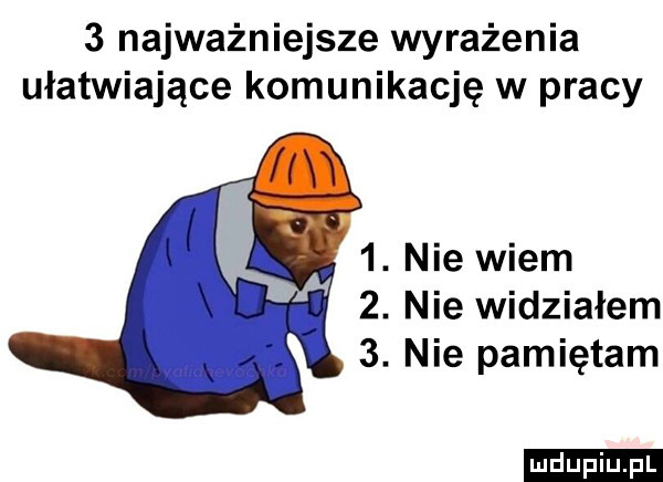 najważniejsze wyrażenia ułatwiające komunikację w pracy  . nie wiem  . nie widziałem  . nie pamiętam ludu iu. l