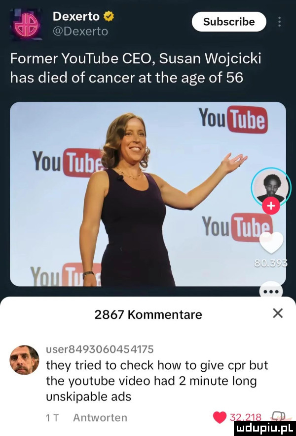 farmer youtube ceo susan wojcicki has dred of cancer at tee age of         kommentare x ueraqśoóo   ti   ć they triad to chick hosto gide car but tee youtube video hdd   minute iong unskipable abs ludu iu. l