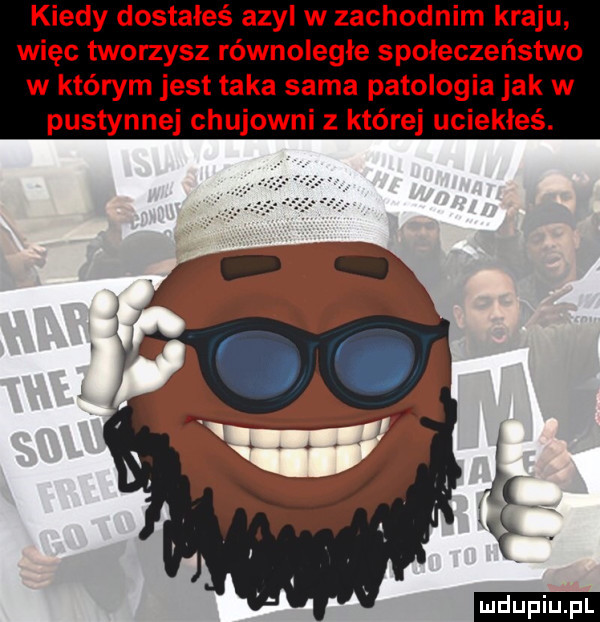 kiedy dostałeś azyl w zachodnim kraju więc tworzysz równoległe społeczeństwo w którym jest taka sama patologia jak w pustynnej chujowni z której uciekłeś. ludu iu. l