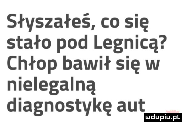 słyszałeś co się stało pod legnicą chłop bawił się w nielegalną dlagnostvkę aut