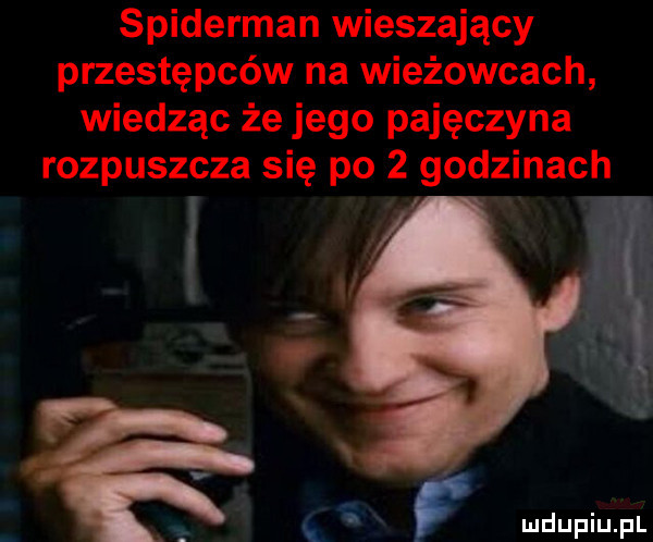 spiderman wieszający przestępców na wieżowcach wiedząc że jego pajęczyna rozpuszcza się po   godzinac