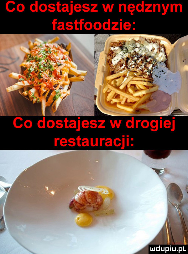 co dostajesz w nędznym fastfoodzie co dodajesz w dosiej restauracji i ą. na u hmdupiupl