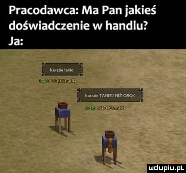 pracodawca ma pan jakieś doświadczenie w handlu ludu iu. l