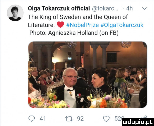 olga tokarczuk official iokarc  h v tee king of sweden and tee queen of literature nobelprize olgatokarczuk ploto agnieszka holland on fb