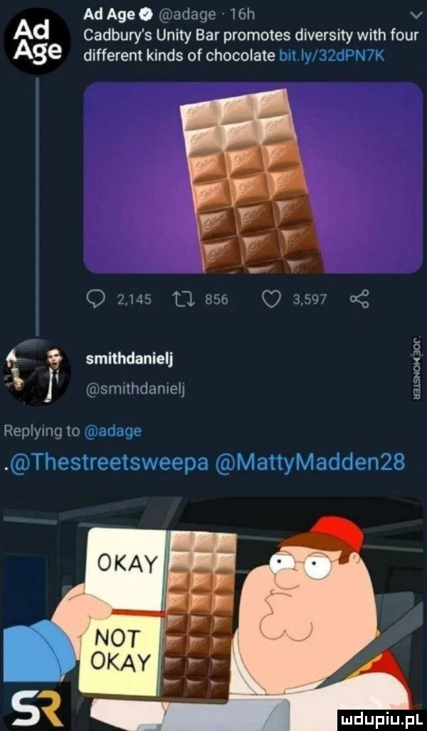 ad age a apage heh v ad cadbury s unity bar promotes diversity with four age different kinds of chocolate m h żjjpn k o m l mm c fm x  a smithdanielj wima jo lshnuwóowqh replquto rap ęxthestreetsweepa mattymaddenżb