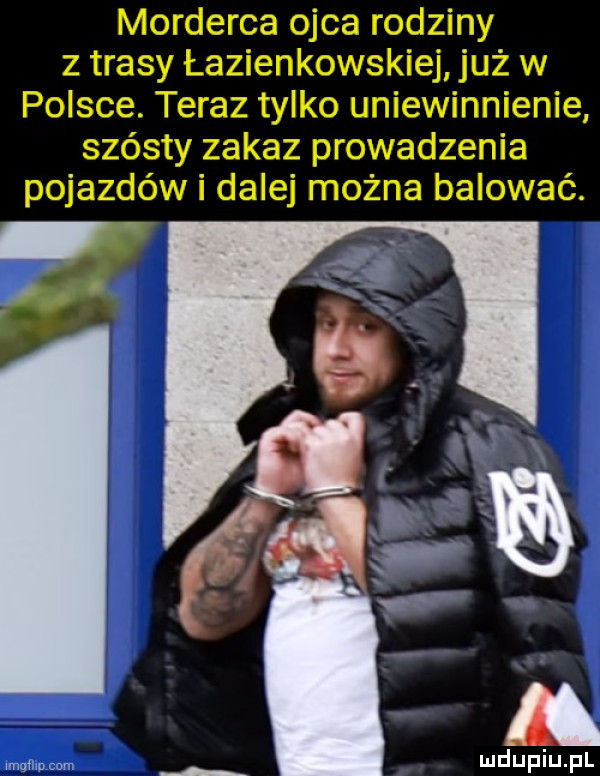 morderca ojca rodziny z trasy łazienkowskiej już w polsce. teraz tylko uniewinnienie sjesty zakaz prowadzenia pojazdów i dalej można balować