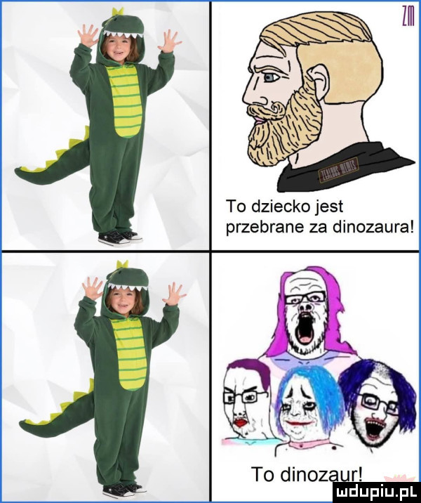 to dziecko jest przebrane za dinozaura