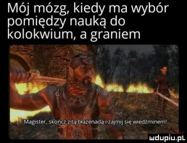 mój mózg kiedy ma wybór pomiędzy nauką do kolokwium a graniem m i. f   magister skbńc zx naunadąń zajmij się wiedźminem w i rudupiupl