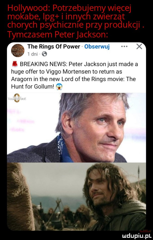 tee rings of power x b i breaking news peter jacksonjust made a huje offer to virgo mortensen to return as aragorn in tee naw lord of tee rings modre tee hunt for goiium a