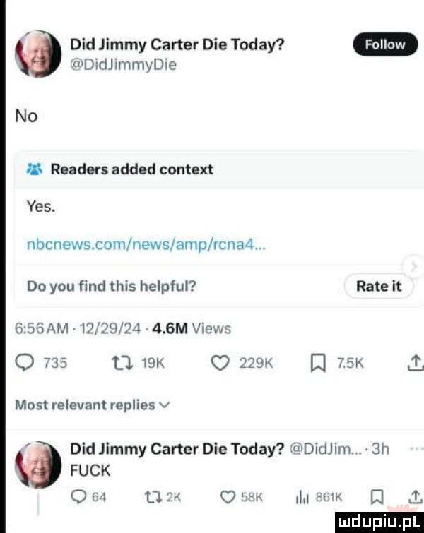 ddd jimmy carter dce toddy u didjimmydie no i readers added content yes. nbcnews com news amp rcnaa. do y-u fond tais helpful     am             m views o     ll kbk o    k most relevant replies v funk o m ll w o em rate it     l ddd jimmy carter dce toddy uididjim. sh m w i a