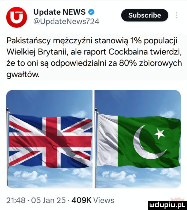 update news updatenews    pakistańscy mężczyźni stanowią   populacji wielkiej brytanii ale raport cockbaina twierdzi że to oni są odpowiedzialni za    zbiorowych gwałtów.          jan       k views ludu iu. l