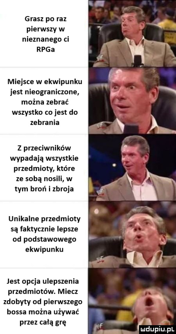 grasz po raz pierwszy w nieznanego ci raga miejsce w ekwipunku jest nieograniczone mocna zebrać wszystko co jest do zebrania   przeciwników wypadają wszystkie przedmioty które ze sobą nosili w tym broń izbroia unikalne przedmioty są faktycznie lepsze od podstawowego ekwipunku jest opcja ulepszenia przedmiotów. miecz zdobyty od pierwszego bossa mocna używać przez celą grę