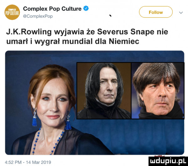 w complexpopculture mam j k rowling wyjawia że severus snake nie umarł i wygrał mundial dla niemiec ludvupiupl