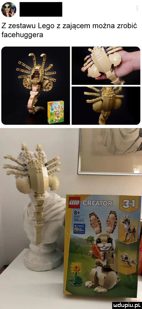 z zestawu lego z zającem można zrobić facehuggera
