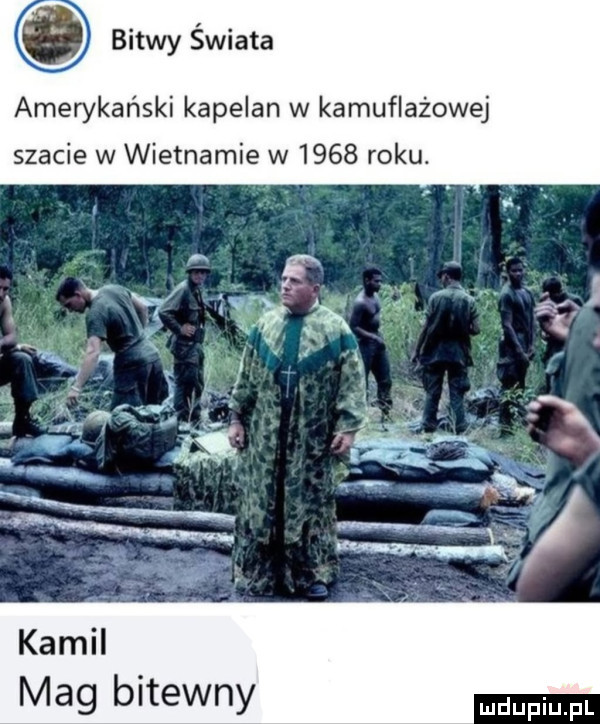 bitwy świata amerykański kapelan w kamuflażowej szacie w wietnamie w      roku. kamil mag bitewny