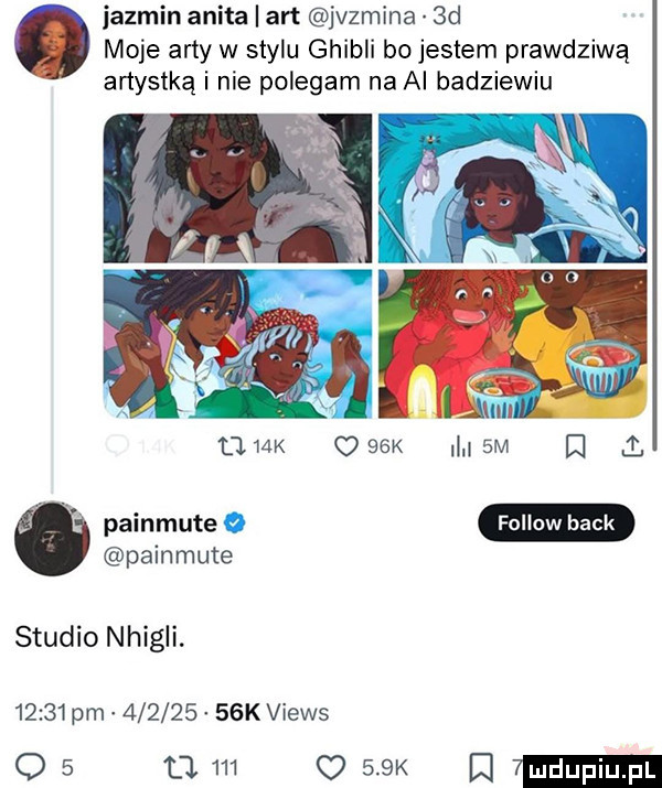 jagmin anita i aft jvzmina  d. moje arty w stylu ghibli bo jestem prawdziwą artystką i nie polegam na ai badziewiu max    k  m i   painmute fellow beck painmute studio nhigli.      pm          k views    tw ow e