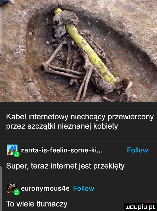 kabel internetowy niechcący przewiercony przez szczątki nieznanej kobiety ma zanta is feelin some ki. fellow super teraz internet jest przeklęty msi euronymous e fellow to wiele tłumaczy dupqul