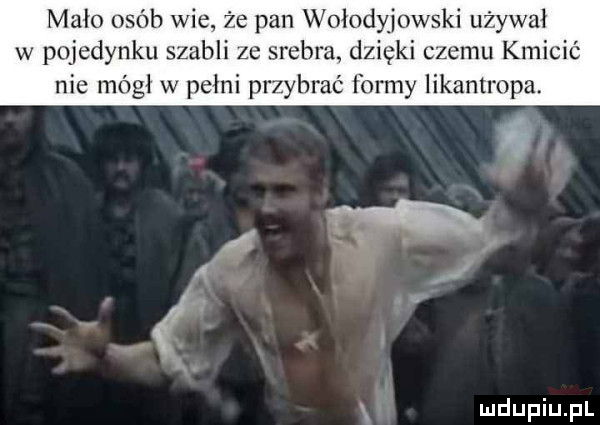 mało osób wie że pan wołodyjowski używał w pojedynku szabli ze srebra dzięki czemu kminić nie mógł w pełni przybrać formy likantropa