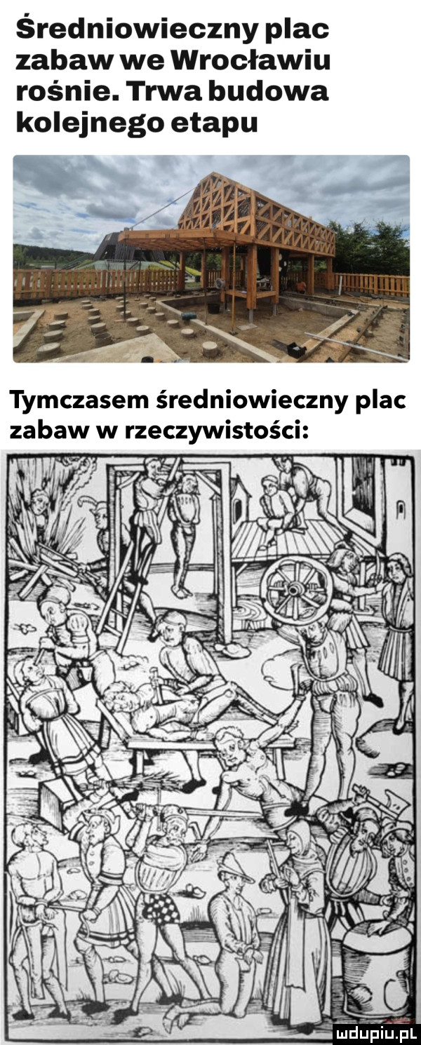 średniowieczny plac zabaw we wrocławiu rośnie. trwa budowa kolejnego etapu