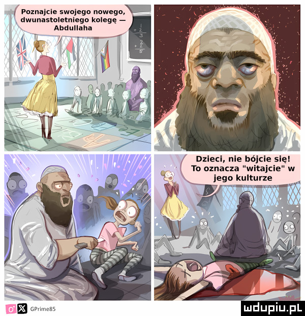 poznaycne swojego nowego dwunasmlamlego kolegę abdullaha dzlecl nie bćlcle slęl to oznacza witajcie w jego kulturze m wu wvuakęx