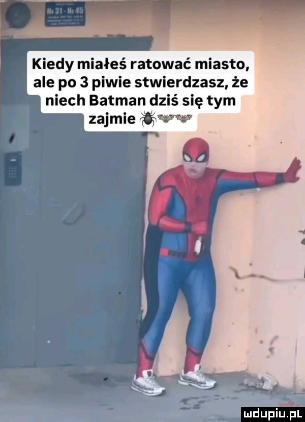 kiedy miałeś ratować miasto ale po   piwie stwierdzasz że niech batman dziś się tym zajmie ﬁw