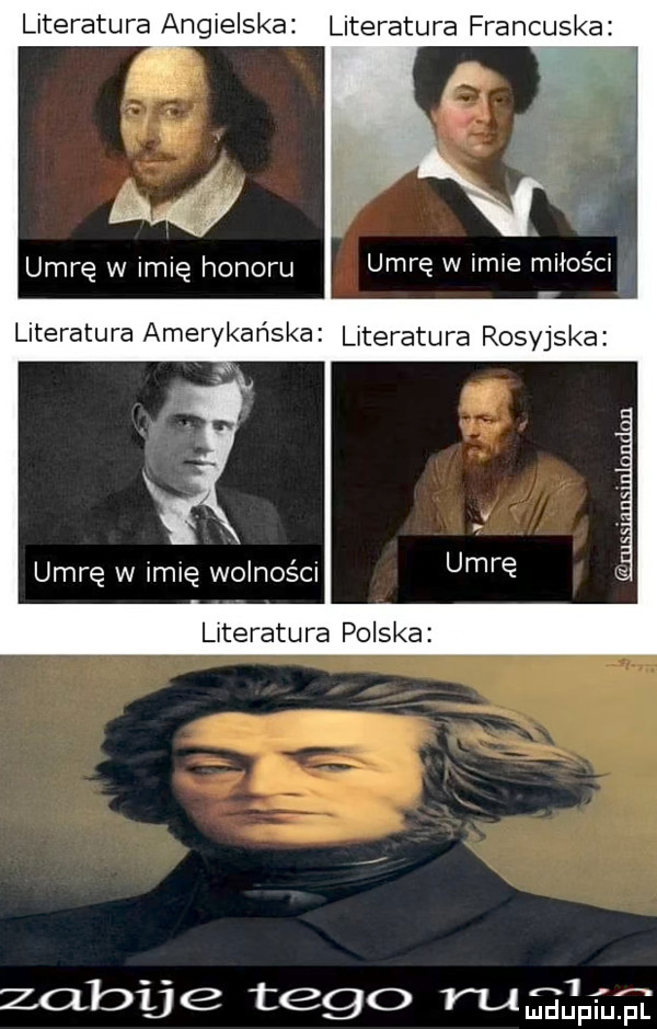 literatura angielska literatura francuska umrę w imię wolności literatura polska   in zabue tego m