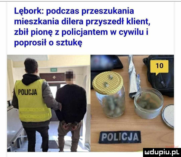 lębork podczas przeszukania mieszkania dilera przyszedł klient zbił pionę z policjantem w cywilu i poprosił o sztukę ludu iu. l