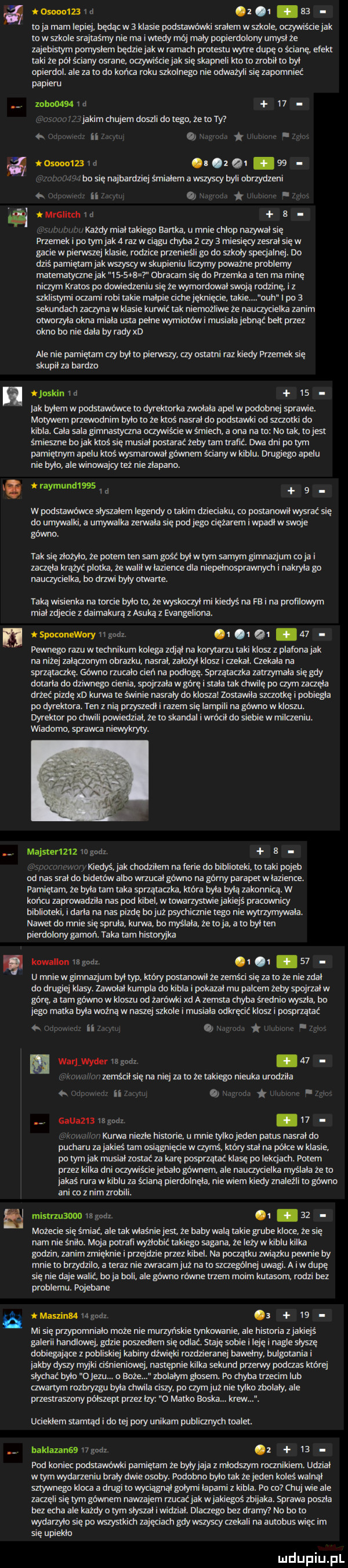 osotxnnld z l aa toja mam iepiq. będącw   klasie podsiawowki sralunwszlmle oawrsciejak oo wszkole srailaśmy nie ma i wtedy mój maly popierdolony umysl ze zajebistym pomyslem będzie jaźw ramach protestu wytredupę o ścianę elekt taki ze pol śu any osrane. oczywiście jak się skapneli keo oo zrobiloo byl opierdol. ale za to do końca roku nkolnego nie odważyli się zapormiec papieru lundem i . kim chujem doszli do tego. ze lo ty ii o. abakankami onsoooluld. ql w mi bo się najbardziej smialem a wgyscy byli obrzydzeni ą l re ii imrgłitchh b rm. r. kazdymialrakiego nartka urnniemlopnazywalslę memekipulymjakarazwńąguchwazaysmiesięzyzwalsięw gacie w pierwszej klasie. rodzice przenieśli golo szkoly specjalnej do dziś pamiętam jak wszyscy w skupieniu iiizymy poważne problemy nateniatyczne jak lasek obracam się do przemka a ten ma minę niczym kratos po dowiedzeniu się ze wymordował swoją rodzinę i z gklistymi oczami robi takie malpie ciche jęknięcie lakie nuh i po   sekundach zaczyna walasie kurwić rak niernozliweze nauaycielka zanim olwoizyla okna miala unia pelreurymirxow i musiala jebnac belt przez okno bo nie dala by radny ale nie parniękam czy bym pierwszy. ay osiami raz kiedy przemek się skupil za bardzo h ojpsklnld ls. lak byłemwpodstawmemdyremhmdaapelwpodohnei sprawie. motywem przewodnim bylo trze ktos nasral do podstawki od szczotki do kibla cen sala gimnastyczna oaywiście w srniecn. a ona na co no rak ro jat śmieszne bo jak lais się musiki postarać zebym trafić ma dni po tym pamięurym apelu ktos wysmarowal gownom ściany w km. drugiego apelu roe bylo ale winowajcy też nie zlapano mama nurs d   woodsrawowce slyszalem legendy o rabim dzieciaku oo ponamwil wysiać się do umywalki a umywalka zerwala sie pod jego ciężarem i wpadl w swoje gdym raksięzlozylozepooemtensamgosc bylwtymsamymgimnazjumcoiai zaczela krazyc plotkazewalilwlazience cala niepelnosprewrwm i nakryla go nauayciekabod zwibylyotwarte. taką wisienka na mnie bylo to ze mmm. kiedys na fb i na profilowym mial zdjen e z daimakurą z asurą z mngeliona upoconowdryugooz i l qi    permego mu wteainikum kolega nią na knrytatzu land klon z platona jak na nizej zalaczonym nbrazku. nasrał zalozyl klosz i aeral. czekala na sprzątaczkę. gam rzucalo cien na podloger sprzątaczka zanzymala sięgdy dotarla do dziwnego cienia spojrzala wgorę i stala tak rrwuilę po czym zazzęla drzeć pizdę xd kurwa oe świnie nasraly do klosza zosxawiia szczotkę i pobiega podyrektora. tm z nia paymdi i razem się lamelli na gl wllnnw nasz i. dyrektor po drwili powiedzial ze to skandal i wrodldo siebie wmilczeniu. madnmo sprawca mewykryty. abakankami majsterlzlz ogon iz g a an. kiedyś. jak chodziłem na leriedo biblioteki. to raki pojeb od nas sral do mow albo wrzural gowno na gorny parapet w lazience. pamiętam. ze byla ram raka sprzątaczka ktora byla byla zakonnioam kano. upmwadzih nas pod kibel wrowarzystwie jakie precrwmicy biblioteki. i dana na nas pizdę bo juz psydliunie  o nie wytrzymywala. nawetdn mnie się spnila louwa bo rnyslala ze toja. a to byl ten pierdokzny gamnńjaka tam niszoryjka kowallon ie godz. abakankami.    u mniewgimnazjum byltyp. looryposianmuilzezems nsięzatozeniezdal do dmgiej klasy. mnie kumpla do kibla i pokazal mu palcem zeby spojrzalw gore aiamgr zwnowklomrodzarmwi szzemstacnybas redniowyszla bo jego madra byla ważna w naszej szkole i mus ola odkręcić klosz i posprzątać ł lai blunt h waﬂiwyderisqodx   . mmsignaniejzamiemkigorieukaumdﬂa wh rai l or. gauazulxgoez    wm. nliurwaniezleiismrieumnietylkojedenpamsnasraldo pudlaru za jakiś tam osiągnięcie wczyms ktorysralna polce w klasie purym jak musial zostac za karę posprzątać klasę po lekcjach kotem przez kilka dni oczywisciejebalo gównem ale nauaycielka myslala ze to jakaś rudaw kiblu za śdaną pierdolnęła nie wiem kiedyznalez li mgównn ani co z nim zrobili. mistrzuzoun lieoaz i.    mozecie się aniol ale tak marin eiesl. ze baby wala takie grube kloce ze się nam roe snilo. moja pobrali wyzlobiccekiego sagana ze leziw kiblu kilka godzin zanim zmiękniel przejdzie przez kibel. na początku związku pewnie by mnie oobrzydzilo. a teraz nie zwracam juz na to szczególnej uwagi. a i wdupe się nie daje walić. boja boli ale gowno rome o zan mam kutasom mdli bez problemu. pojebana tmisxinm l lgmlz s    m się przypomnialo moze niemurzyriekie lynkuwanle ale nismria z jakiejś galerii hałdowej. gdzie poszedlem się ndlal staję sobie i leję i nagleslyszę dobiegajaee z pobliskiej kabiny dzwieki rozdzieranej bawelny bulgmania i jakby dyszy myjki ciśnieniowej następnie kilka sekund przerwy podras ktorej slyaiac bylo o ebu. o noże zbolalym yosem. po chyba ozedm lub czwartym rozbryzgi byla chwila ciszy. po nam juz nie tylko zbolały. ale przestraszony pékzept przezlzjz o matko boska. krew ucieklern sumo i do tej poty unikam publicznych toalet. baklanngb    godz i  pod koniec podstale parmętam ze byly jaja z mlodszym rocznikiem udzial wtem wydarzeniu bialy dwie osoby. podobno bylo tak ze jeden koleś walnęl sztywnego kloca a dag to mammy iii lapamr z kibla. pn no chu ube ale zaczęli się lymgównem nawzajem rzucac jak wjakieguś zbijaka. sprawa poszla bezedlaalekażdynlymslyszaliwidzlał dlmegobezlkamy naboru wydal tylo się po wszysckicb zajęciom gdy wszyscy czekali na autobus więc im się upieklo uldupiu ll