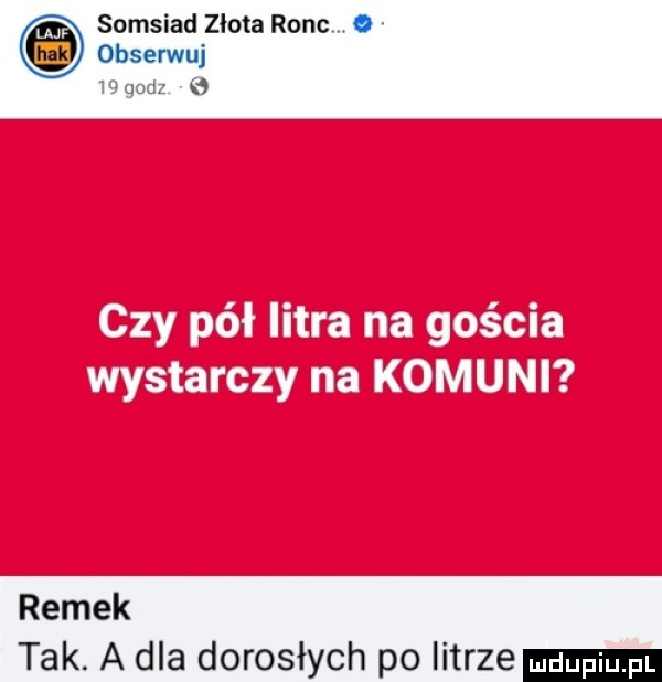 somsiad złota ronc o obserwuj wn   ramek tak. a dla dorosłych po litrze