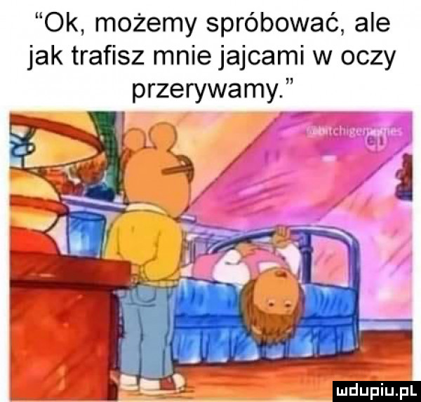 ok możemy spróbować ale jak trafisz mnie jajcami w oczy przerywamy ludu iu. l