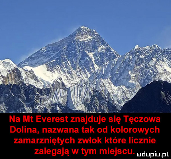 na mt everest znajduje się tęczowa dolina nazwana tak od kolorowych zamarzniętych zwlok które licznie zalegają w tym miejscu. mam pl