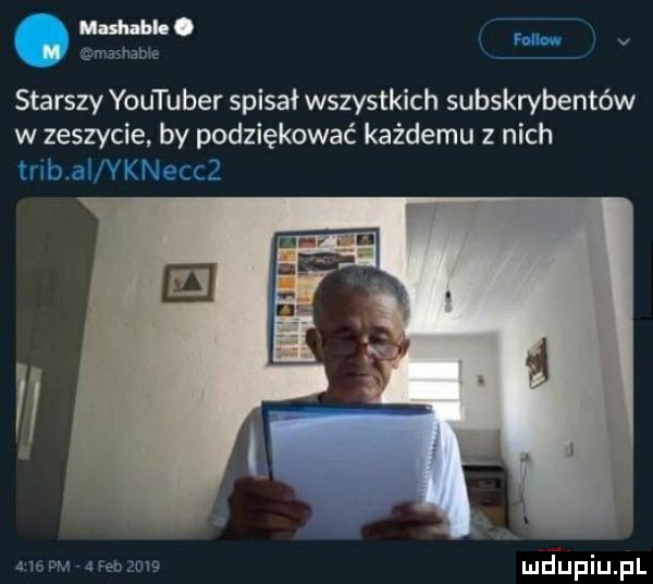 starszy youtuber spisał wszystkich subskrybentów w zeszycie by podziękować każdemu z nich mrfupiupl