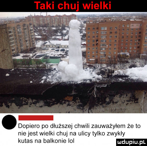 dopiero po dłuższej chwili zauważyłem że to nie jest wielki chuj na ulicy tylko zwykły kutas na balkonie ici dupqul