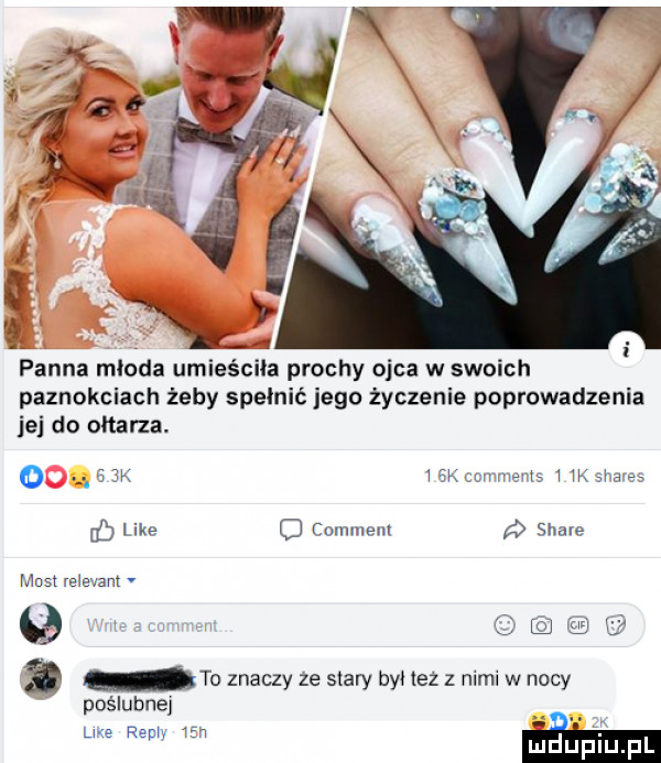 hanna młoda umieściła prochy ojca w swoich paznokciach żeby spełnić jego życzenie poprowadzenia jej do ołtarza mk naw   w grass if ike o commenl shaw most wie ant v     to znaczy ze siary był tez z mm w nocy poślubnej