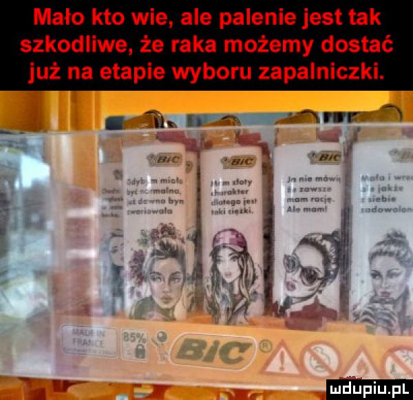 mało kto wie ale palenie jest tak szkodliwe że raka możemy dostać już na etapie wyboru zapalniczki