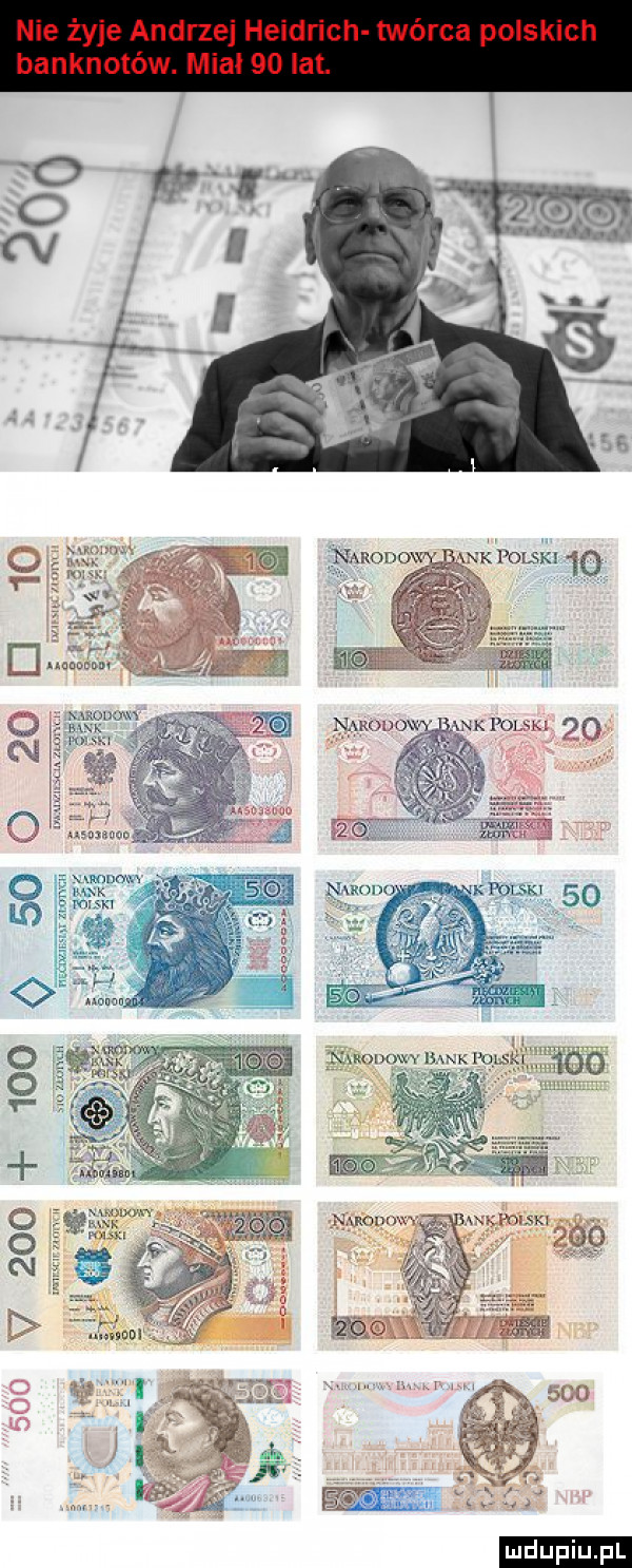 nie żyje andrzej heydrich twórca polskich banknotów. miał    lat. ei  i       siv musu