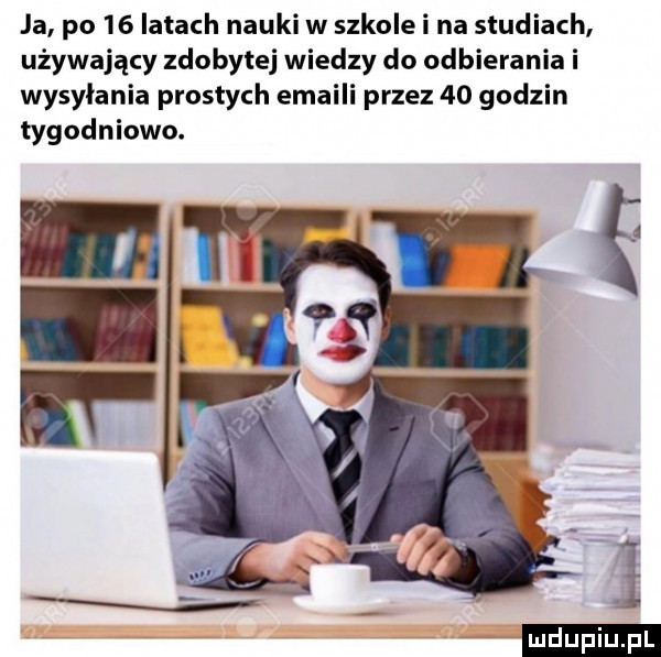 ja po    iktach nauki w szkole i na studiach używający zdobytej wiedzy do odbierania i wysyłania prostych emaili przez    godzin tygodniowo