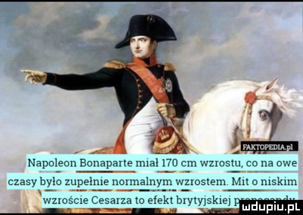 napoleon bonaparte m a     cm wzrostu co na owe czasy bylo zupelnie normalnym w zrostem mn o nlsklm cle cesarza to efekt brytyjskie