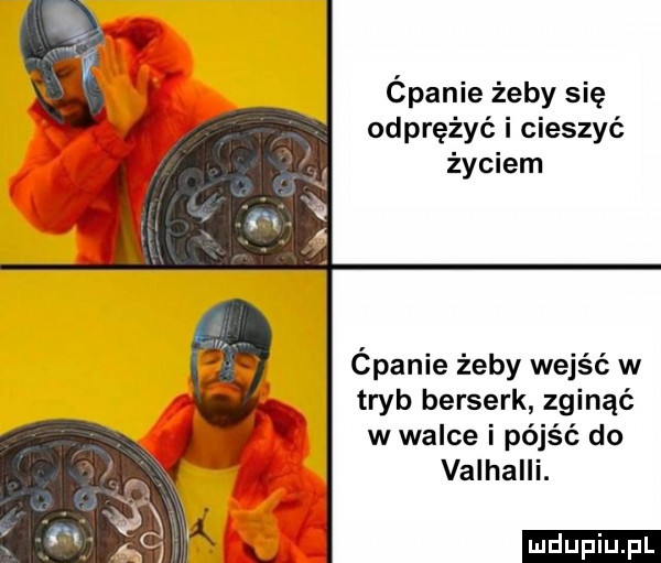 ópanie żeby się odprężyć i cieszyć życiem ópanie żeby wejść w tryb berserk zginąć w walce i pójść do valhalli. ludu iu. l