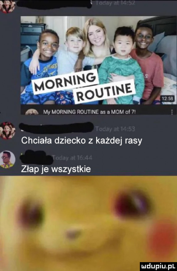 my morfing routine as a mam o   w. chciała dziecko z każdej rasy d złap je wszystkie i