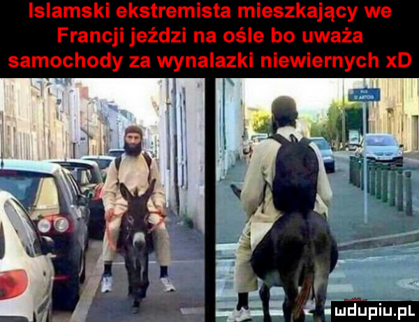 islamski ekstremista mieszkający we francji jeździ na ośle bo uważa samochody za wynalazki niewiernych xd