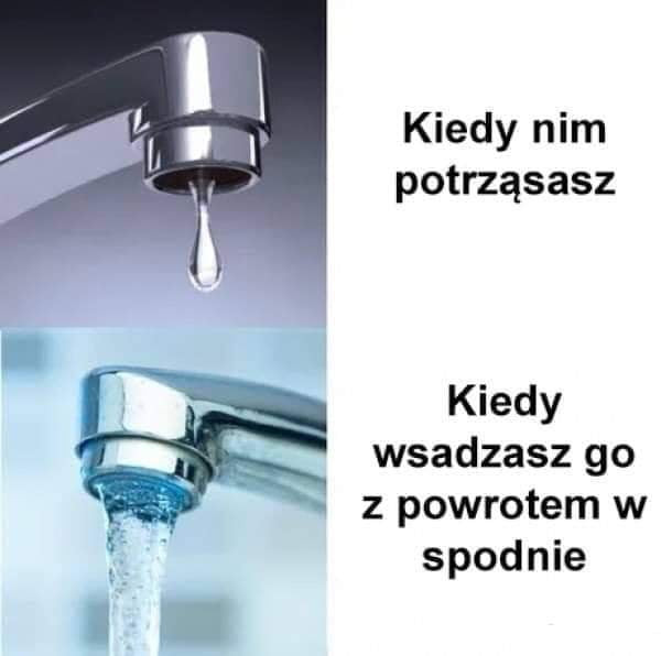 kiedy nim potrząsasz kiedy wsadzasz go z powrotem w spodnie