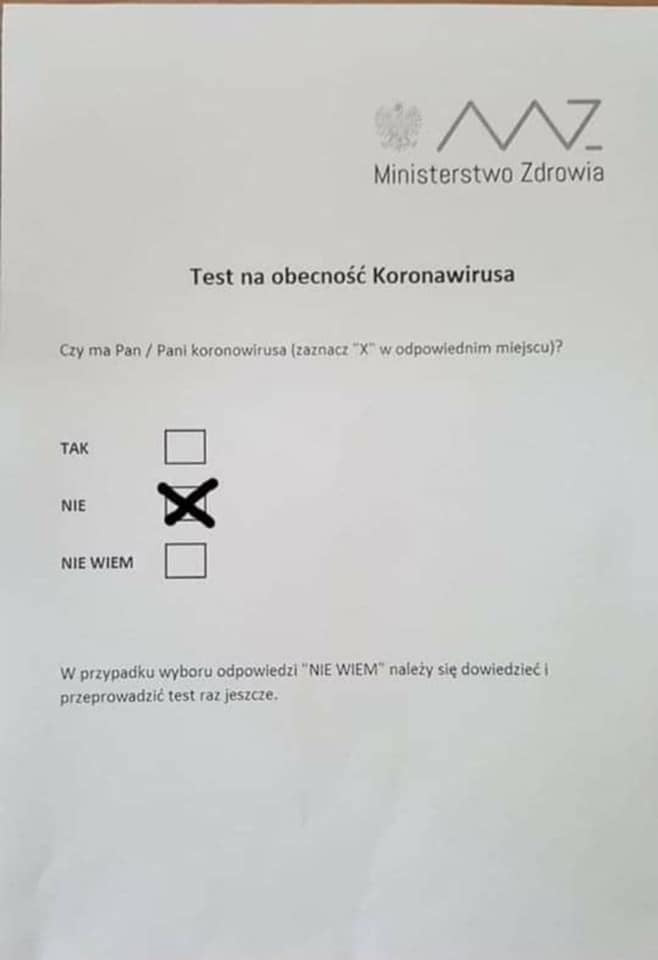 ministerstwo zdrowia test na obecność koronawirusa  y ma pun paul kmonuwhusa tam n x w odpnwłedmm mielcu tak x niewiem w przypadku webom odpawkdu nie wiem may się dowiedzieć pnenmwudzli ell lat jemu