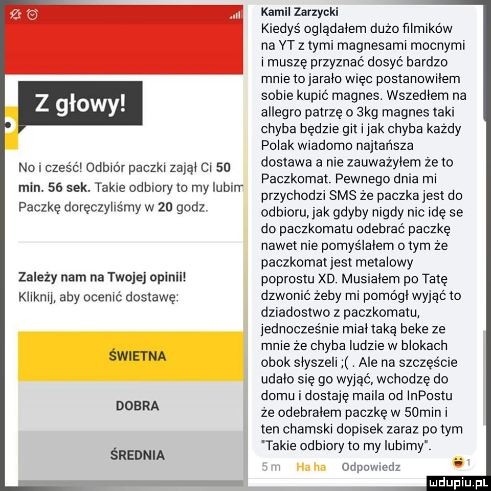 Wyciąganie paczki z paczkomatu zajęło 50 minut
